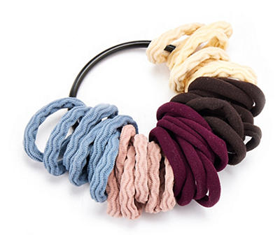 Pink, Blue & Neutral Wavy 35-Piece Hosiery Hair Tie Set
