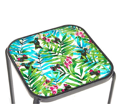 Tropical Palms Glass Patio Stacking Side Table