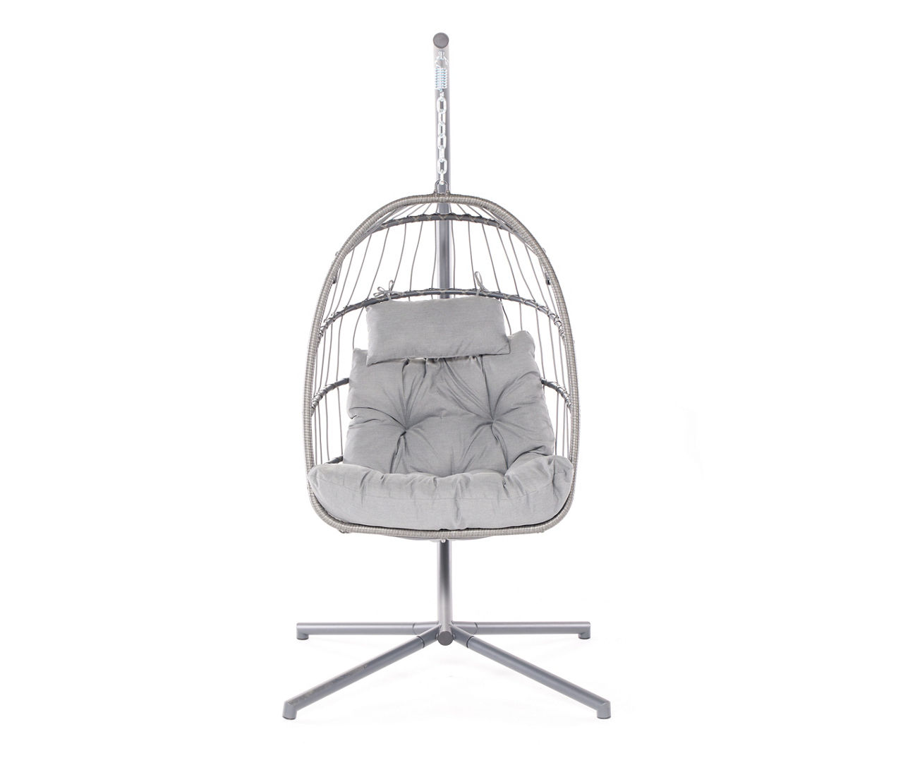 Nicole Miller Gray Rope Wicker Cushioned Hanging Patio Egg Chair Big Lots