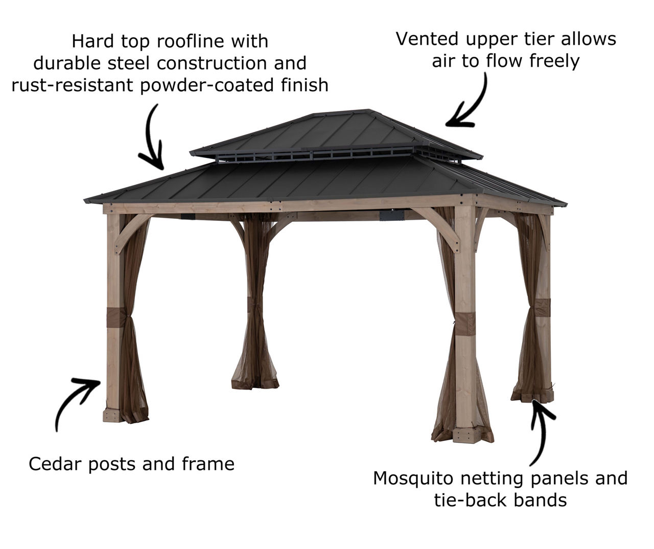 Broyhill 10' x 12' San Marino Hard Top Wood Gazebo