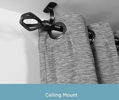 Black Wall/Ceiling Curtain Rod Mounting Brackets, 2-Pack