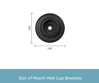 Black 5/8" Wall Cup Rod Brackets, 2-Pack