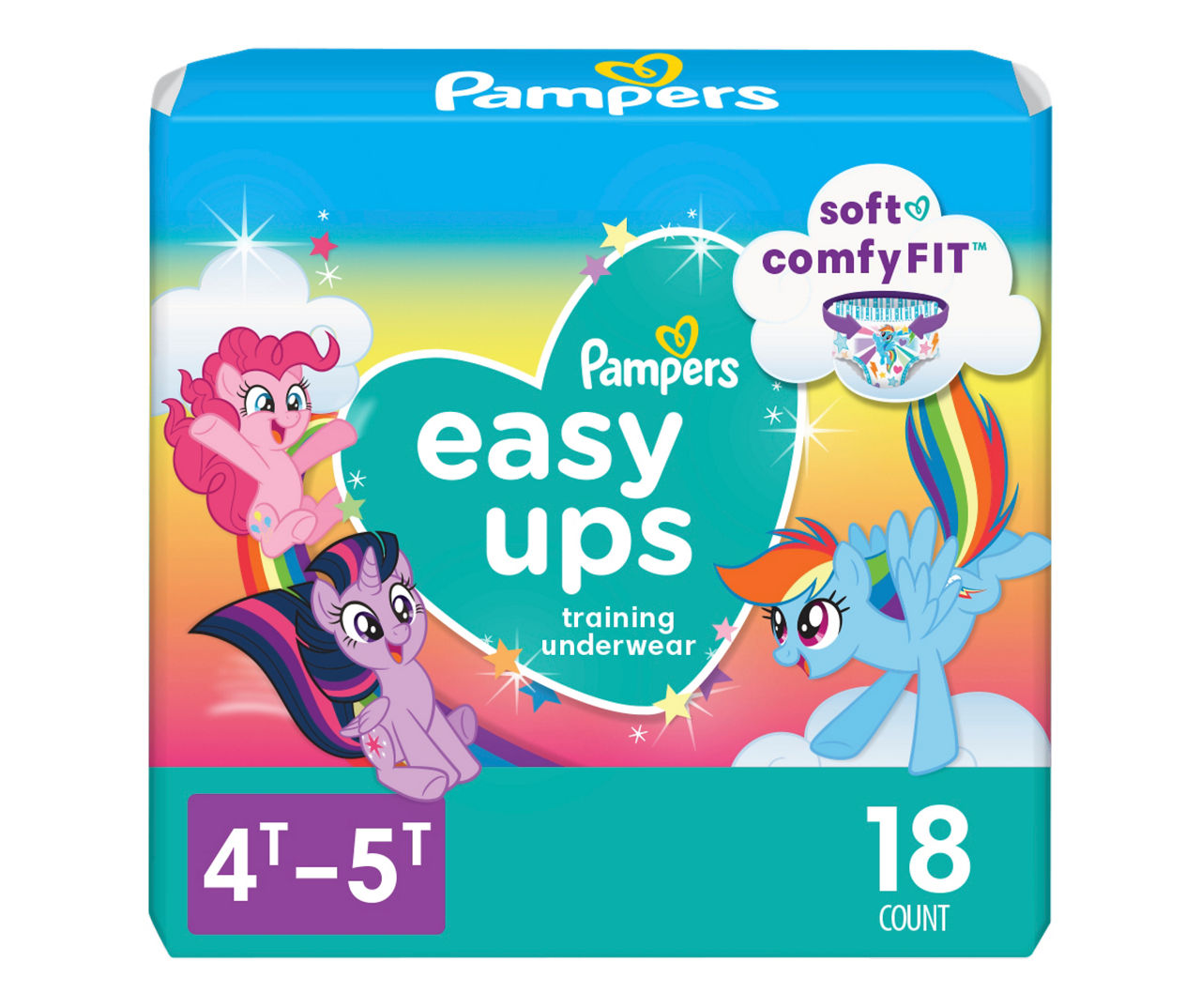 Pampers Size 4T-5T Easy Ups Training Underwear, 18-Count