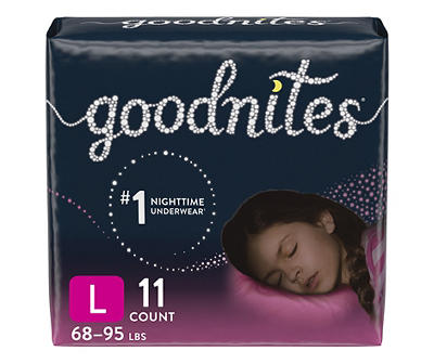 Goodnites Size L Nighttime Underwear for Girls, 11-Count