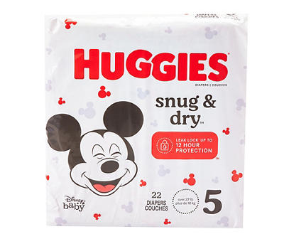 Huggies Snug & Dry Baby Diapers, Size 5 (27+ lbs), 22 Ct