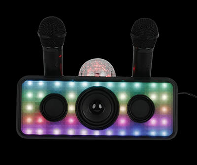 Light-Up Disco Karaoke Bluetooth Speaker with Dual Microphones