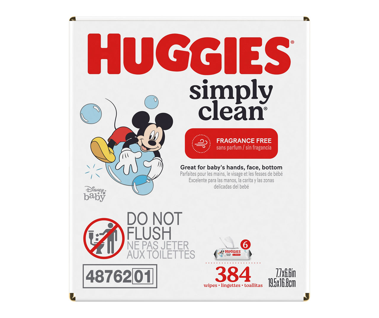 Huggies Simply Clean Unscented Baby Wipes, 6 Flip-Top Packs (384