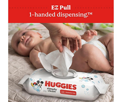 Huggies Simply Clean Unscented Baby Wipes, 3 Flip-Top Packs (192 Wipes Total)