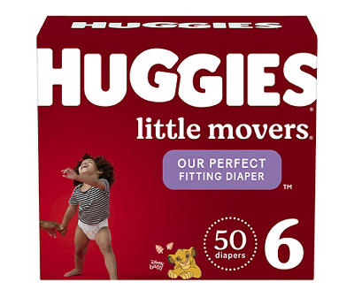 Huggies Little Movers Baby Diapers, Size 6 (35+ lbs), 50 Ct