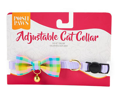 Small Pastel Plaid Bow Cat Collar