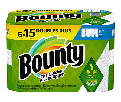 Select-A-Size Paper Towels, White, 6 Double Plus Rolls = 15 Regular Rolls, 6-Count
