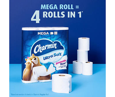Charmin Ultra Soft Toilet Paper 6 Mega Rolls, 244 Sheets Per Roll