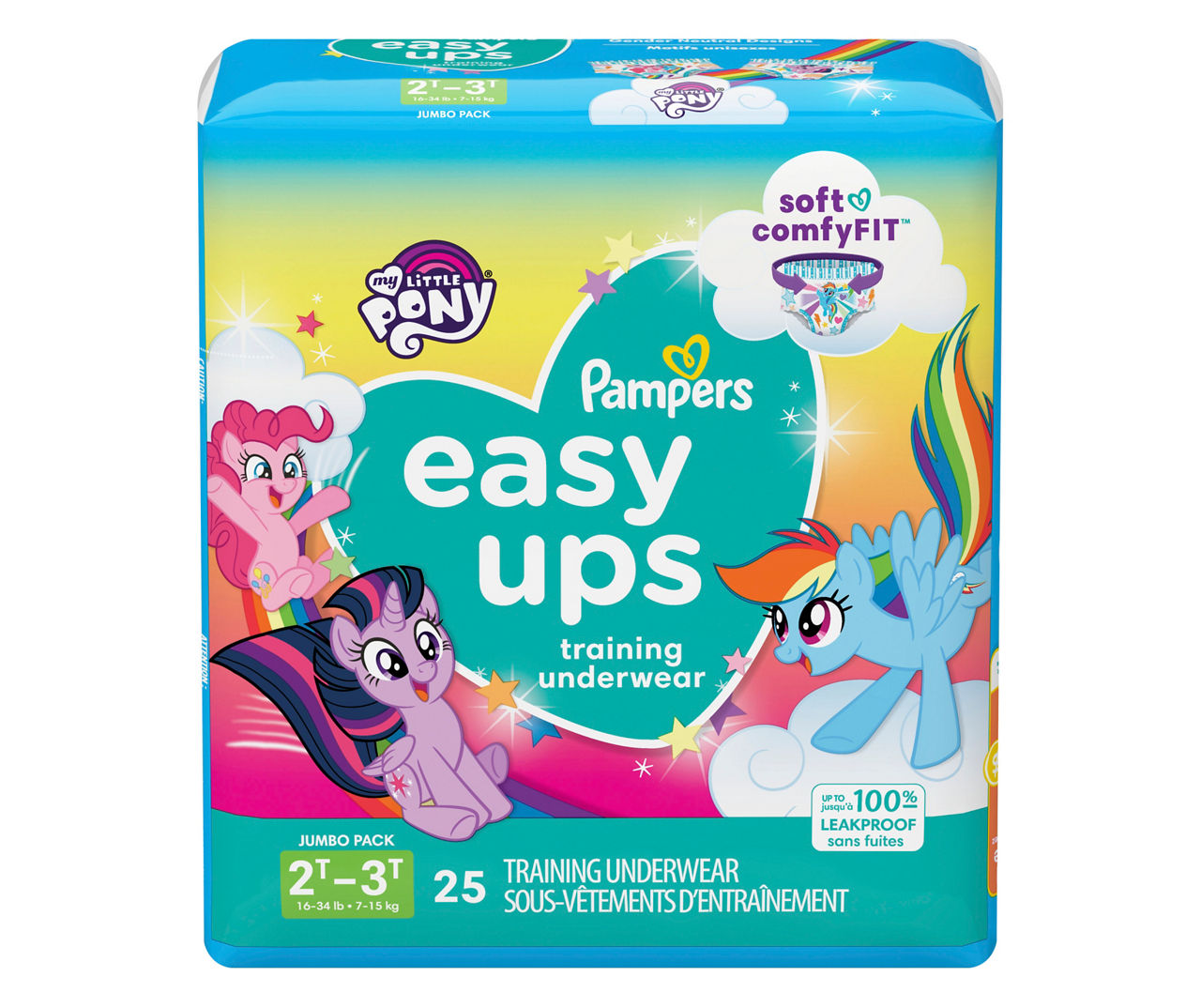 Size 2T-3T Easy Ups Training Underwear, 25-Count 
