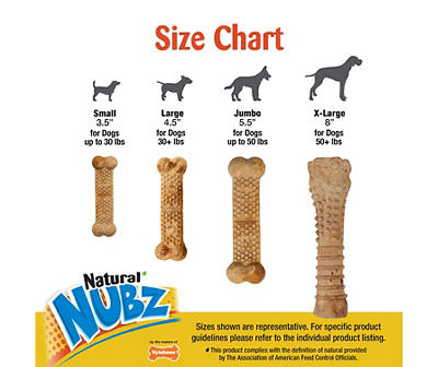 Nylabone Natural Nubz Chicken Large Dog Chew Treats, 2-Pack