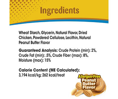 Nylabone Natural Nubz Peanut Butter Flavor Grande Edible Dog Chew Treats, 2-Pack