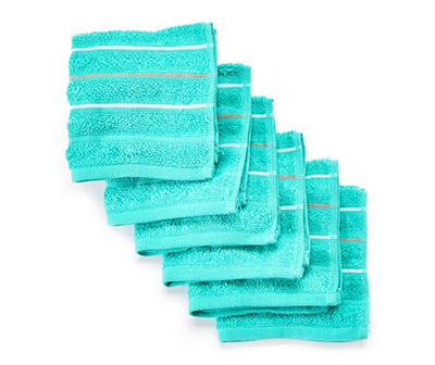 Somanic Turquoise & White Stripe Washcloths, 6-Pack