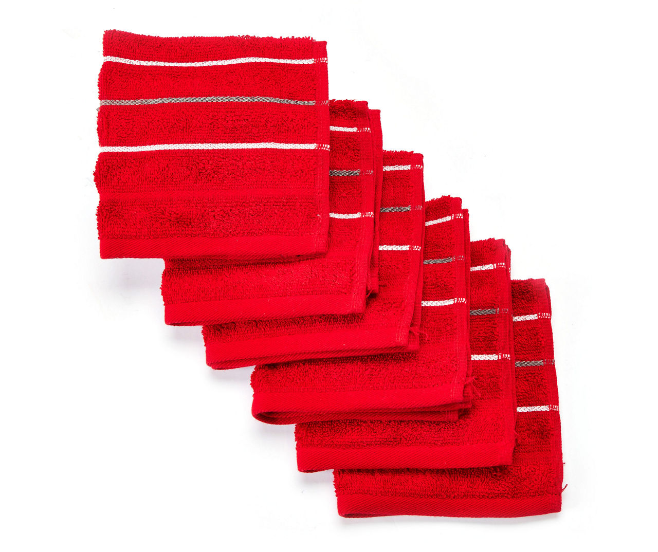 Somanic Red & White Stripe Washcloths, 6-Pack