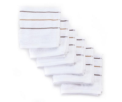 Somanic White & Gray Stripe Washcloths, 6-Pack