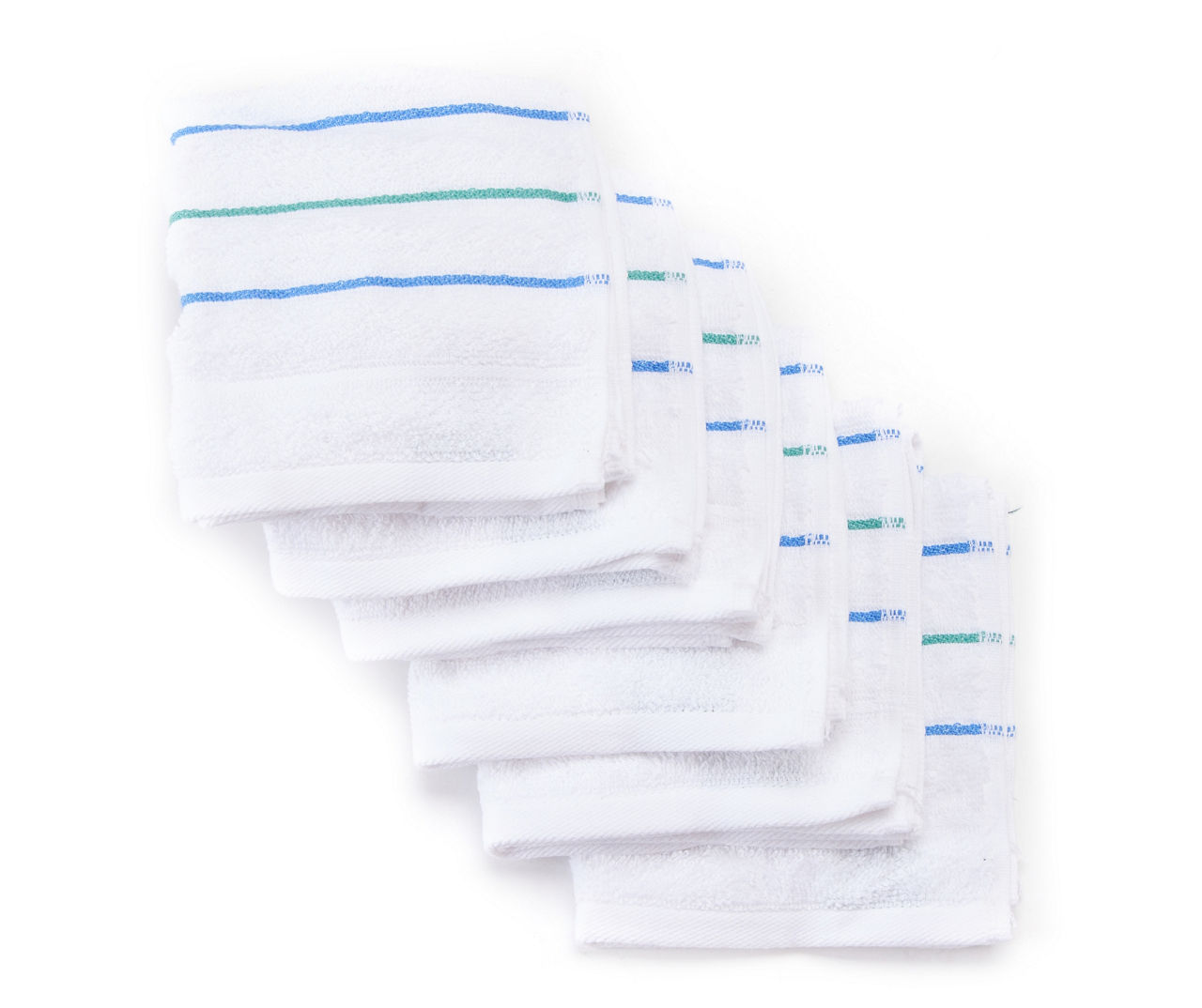 Somanic White & Blue Stripe Washcloths, 6-Pack