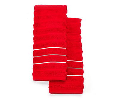 Somanic Red & White Stripe Hand Towels, 2-Pack