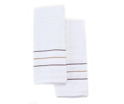 Somanic White & Gray Stripe Hand Towels, 2-Pack