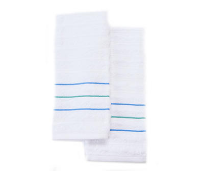 Somanic White Stripe Hand Towels, 2-Pack