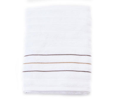 Somanic White & Gray Stripe Bath Towel