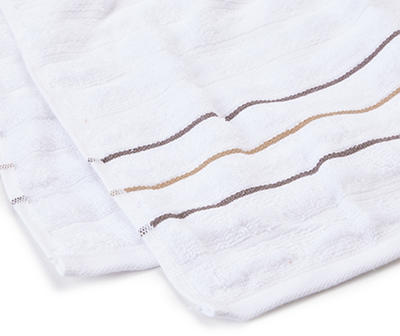 Somanic White & Gray Stripe Hand Towels, 2-Pack