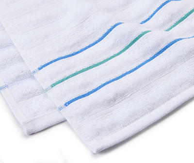 Somanic White & Blue Stripe Hand Towels, 2-Pack