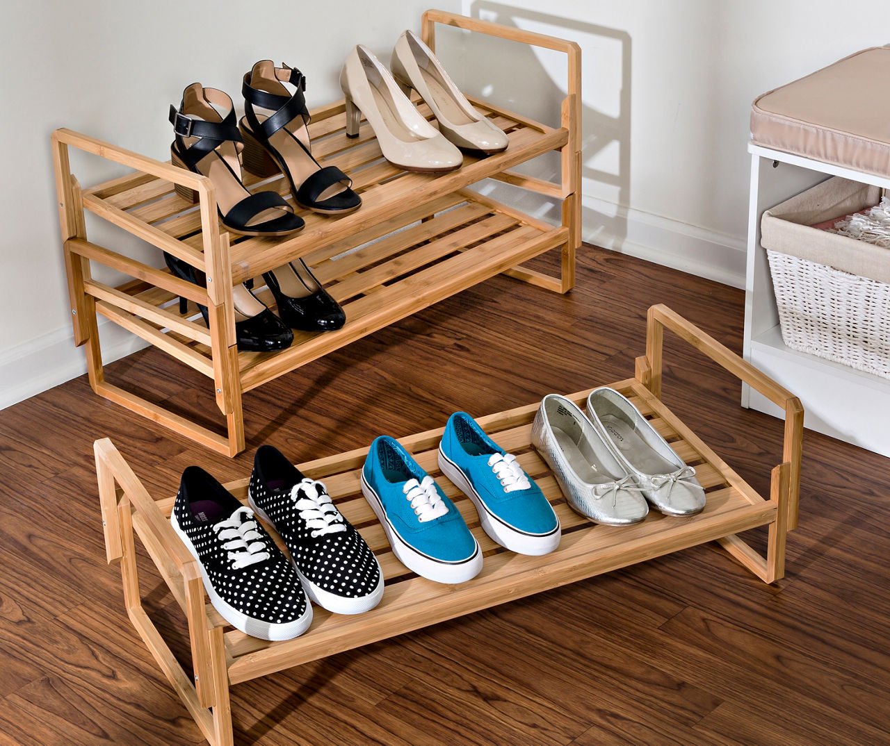 Natural Bamboo 3-Shelf Shoe Rack