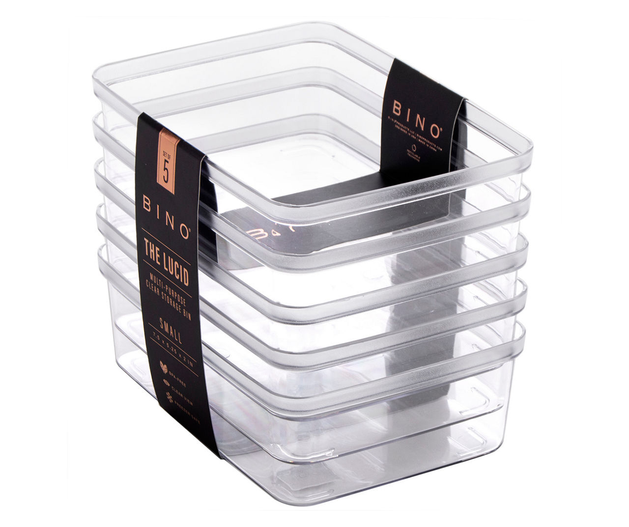 BINO Plastic Storage Containers, Small - 4 Pack THE LUCID COLLECTION,  Multi-Use Organizer Bins Built-In Handles BPA-Free Clear, Fridge, Pantry &  Home