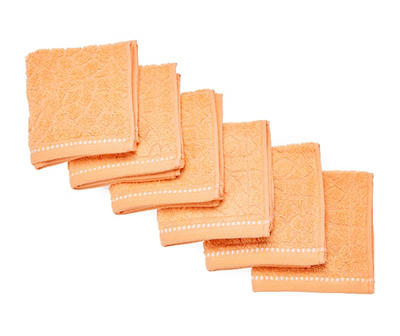 Tropicoastal Papaya Orange Cotton Washcloths, 6-Pack