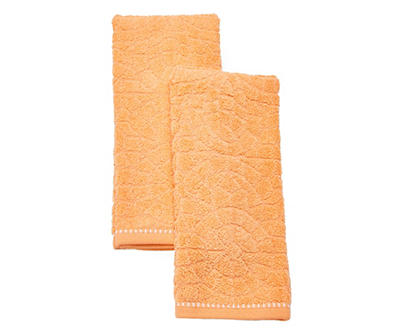 Tropicoastal Papaya Orange Cotton Hand Towels, 2-Pack