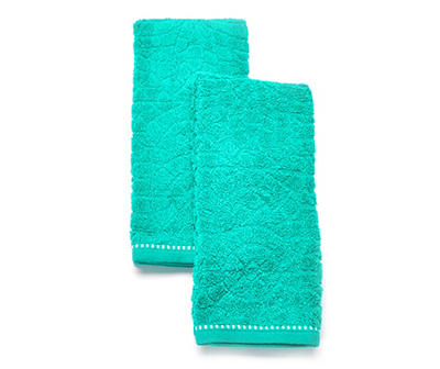 Tropicoastal Billard Green Cotton Hand Towels, 2-Pack