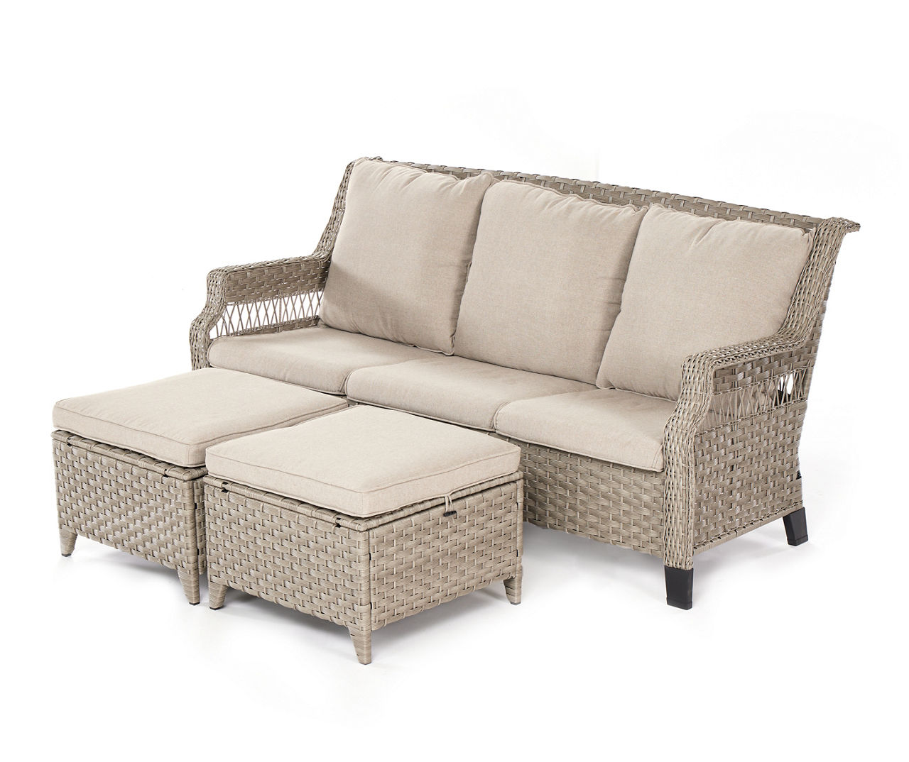 Real Living Bancroft 5-Piece Wicker Cushioned Patio Seating Set with Tan Cushions