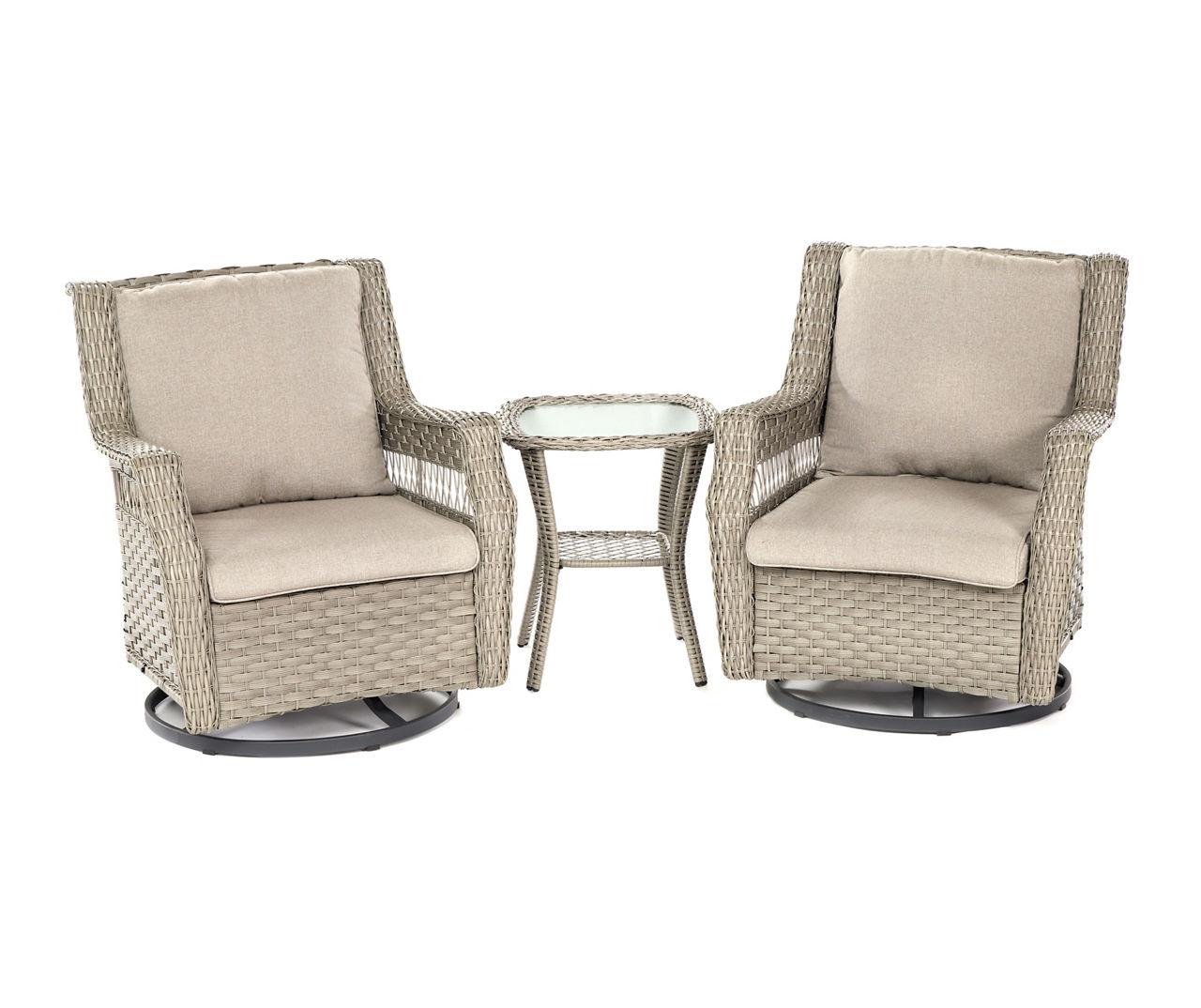 Bancroft 3Piece Wicker Cushioned Patio Glider Set with Tan Cushions