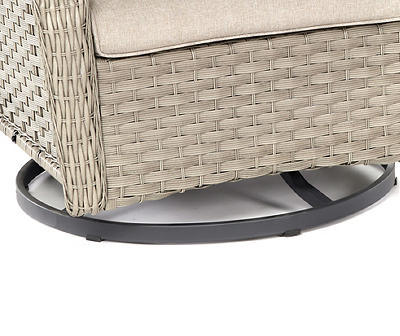 Bancroft 3-Piece Wicker Cushioned Patio Glider Set with Tan Cushions