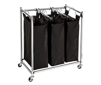 Black Easy Load Triple Laundry Sorter