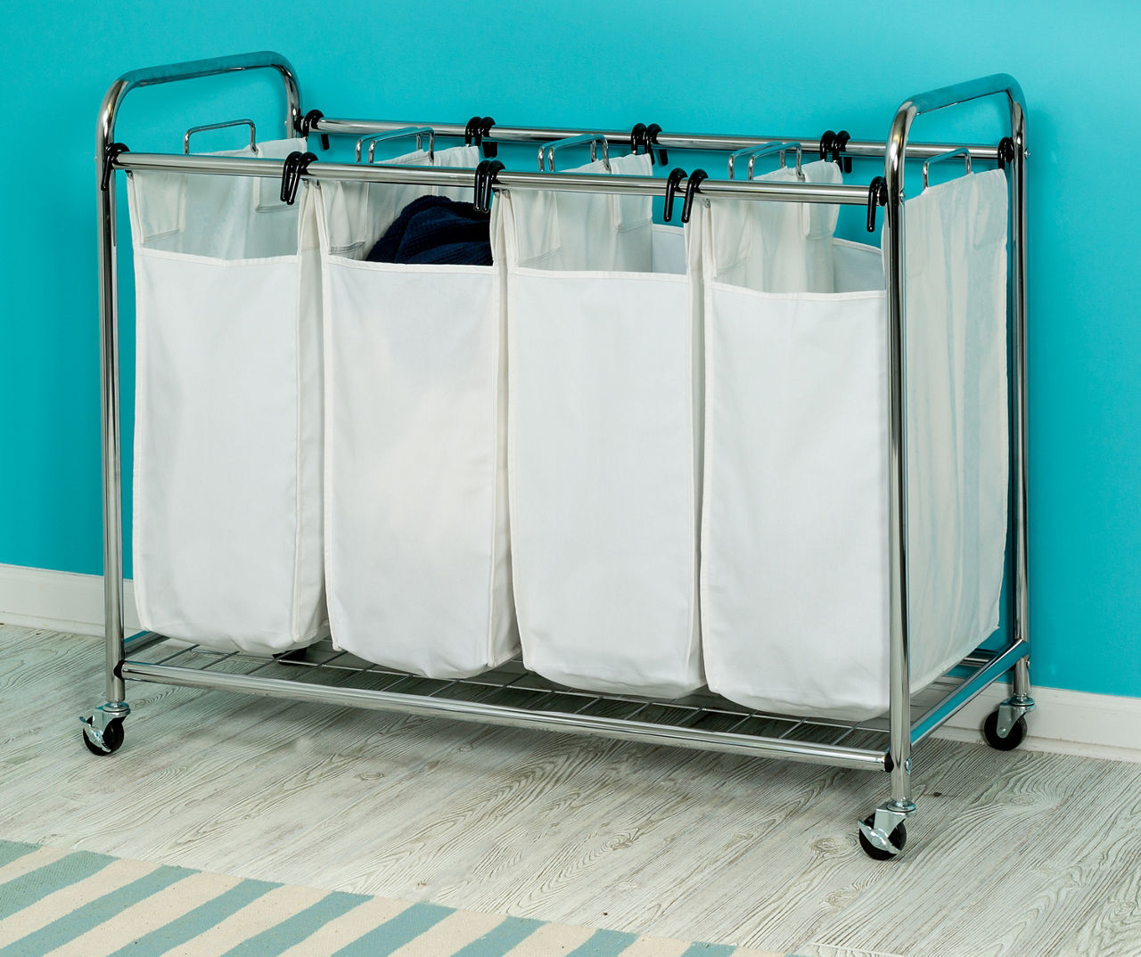 Chrome & White Quad Laundry Sorter