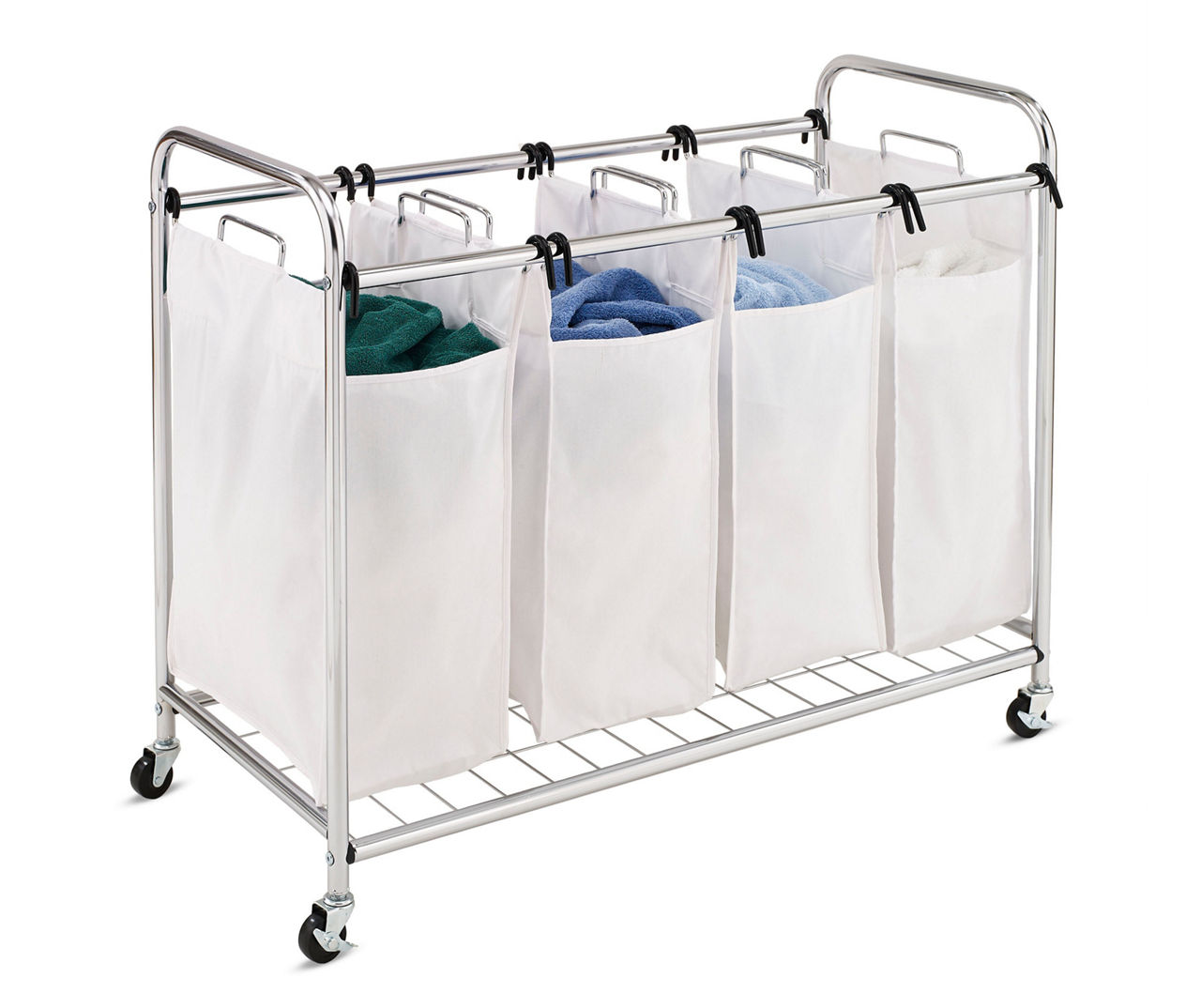 Chrome & White Quad Laundry Sorter