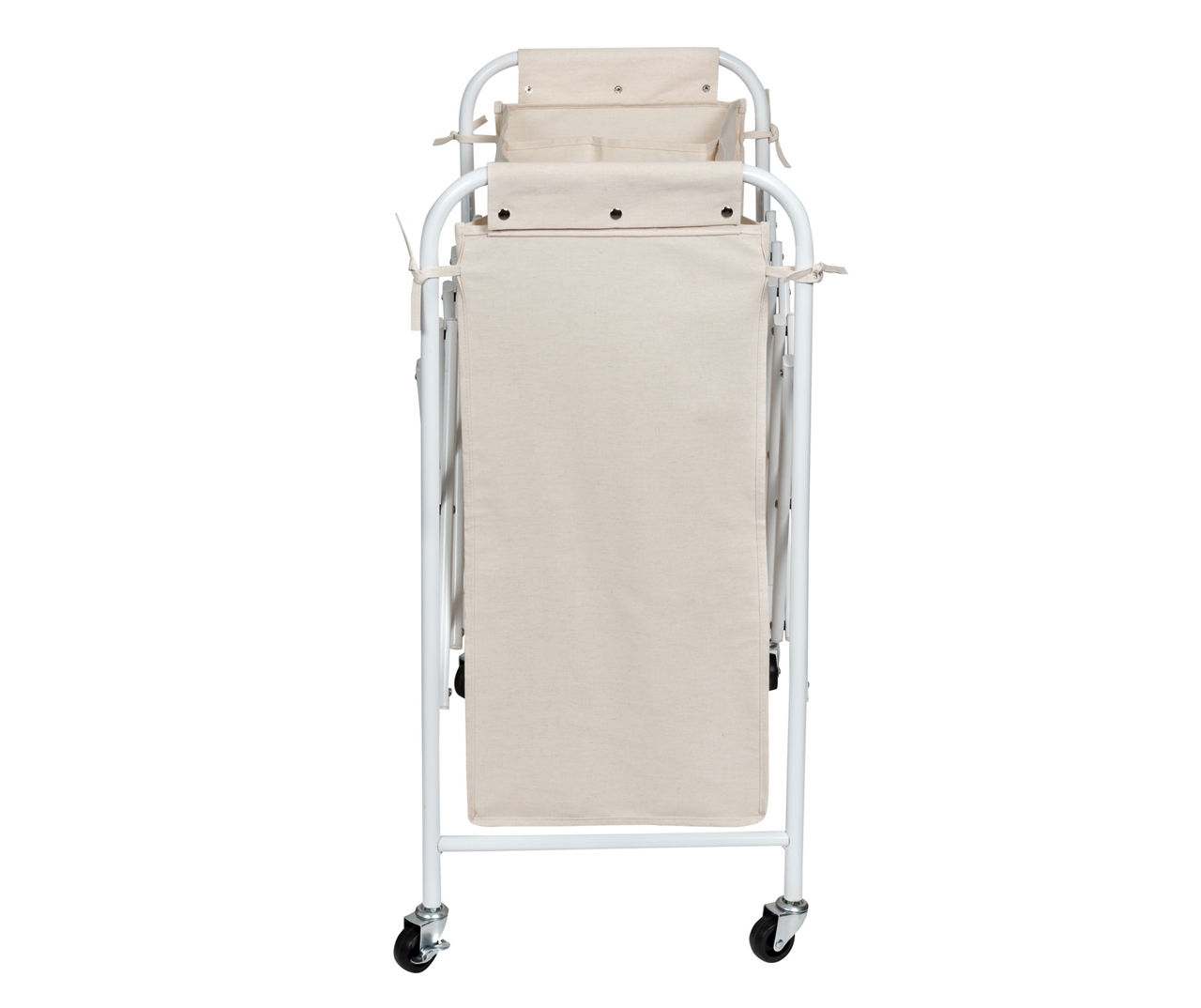 White Collapsible Accordion Triple Laundry Sorter