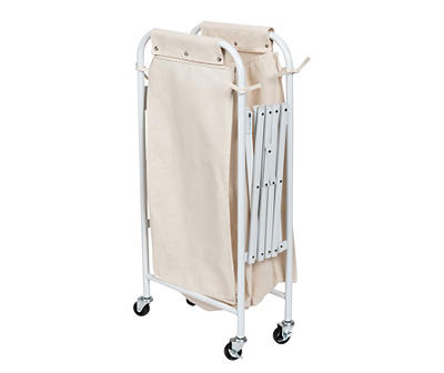 White Collapsible Accordion Triple Laundry Sorter