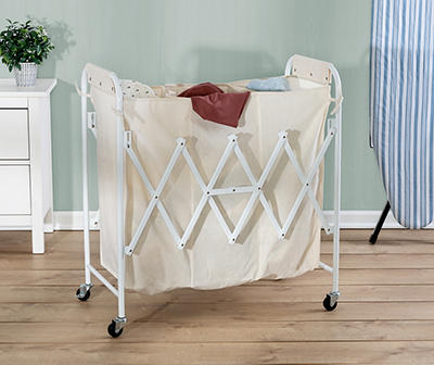 White Collapsible Accordion Triple Laundry Sorter