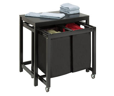 Black Double Laundry Sorter & Folding Table