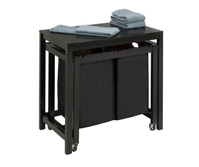 Black Double Laundry Sorter & Folding Table