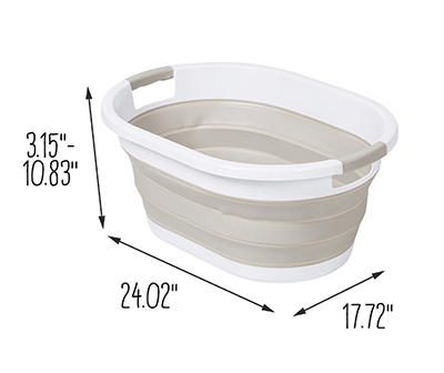 Warm Gray & White Collapsible Laundry Baskets, 2-Pack