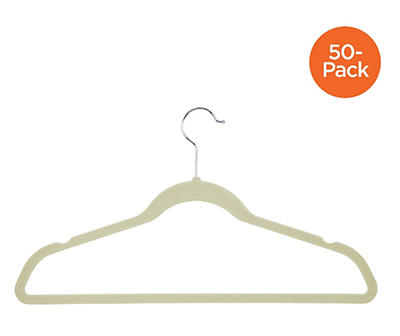 White Slim-Profile Non-Slip Velvet Hangers, 50-Pack