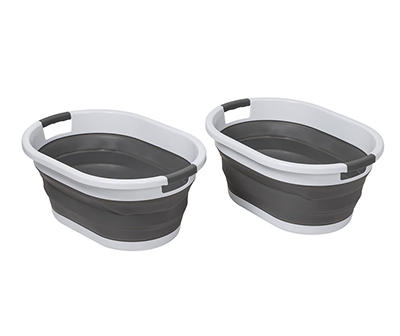 Dark Gray & White Collapsible Laundry Baskets, 2-Pack