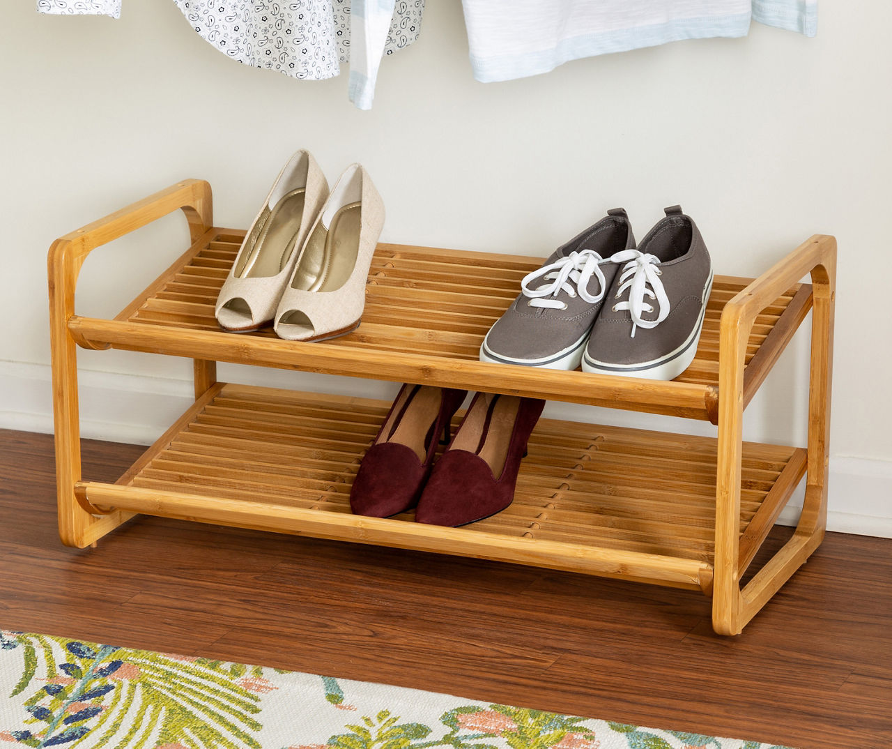 Natural Bamboo 3-Shelf Shoe Rack