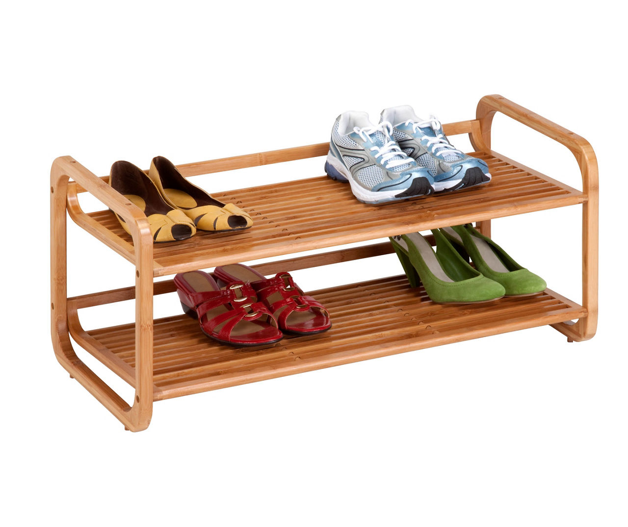 Natural 2-Tier Wood Shoe Rack